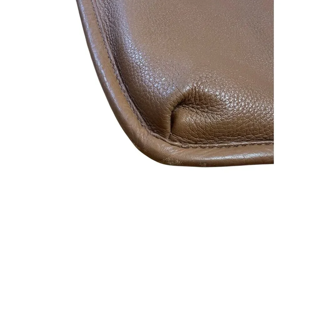 Tory Burch Britten Swingpack crossbody bag purse brown pebbled leather gold-tone